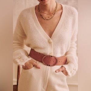 SEZANE Fetiche Leather Belt in Smooth Blush